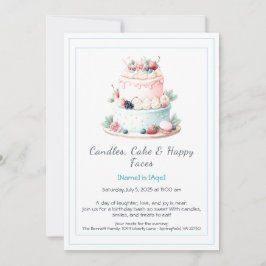 Wasserfarbe Geburtstagskuchen Einladung - süß