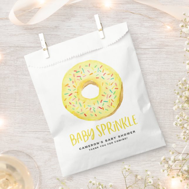 Wasserfarbe gelb Glazed Donut Baby Sprinkle Geschenktütchen (Ausgeschnitten)