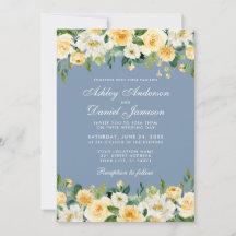 Wasserfarbe Gelbe Blütenblütenblüte Hochzeit Blau
