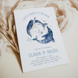 Wasserfarbe Gemeinsame Delphin Geburtstag Einladun Einladung