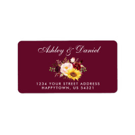 Wasserfarbe gemischte Floral Burgundi-Adresse Adressaufkleber
