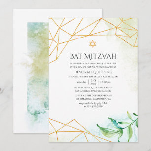 Wasserfarbe Geometrische Bat Mitzvah Einladung