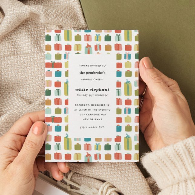 Wasserfarbe Geschenke Weihnachten Geschenke Party Einladung (Watercolor Christmas presents holiday party invitation.)