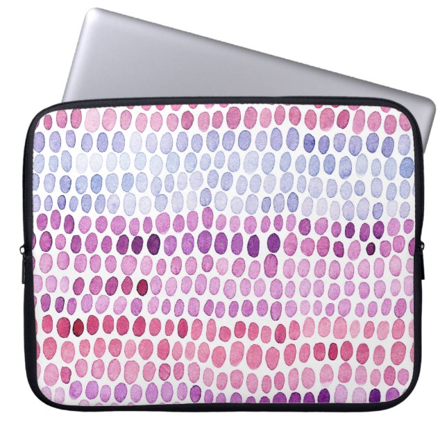 Wasserfarbe gestrichen: Rosa graue Polka Laptopschutzhülle (Vorderseite)