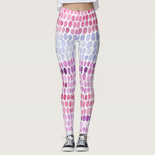 Wasserfarbe gestrichen: Rosa graue Polka Leggings