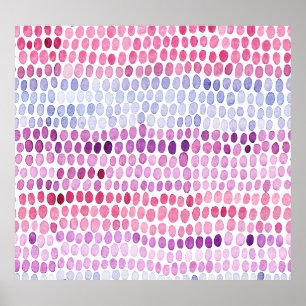 Wasserfarbe gestrichen: Rosa graue Polka Poster
