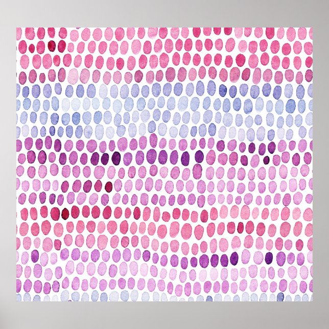 Wasserfarbe gestrichen: Rosa graue Polka Poster (Vorne)