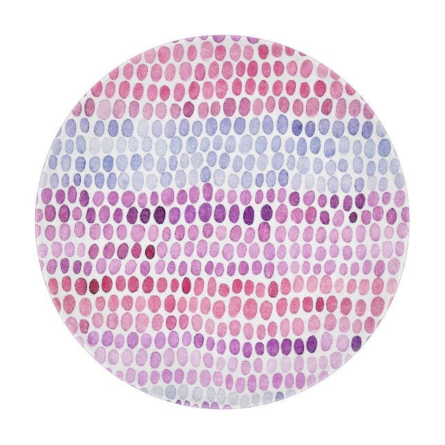 Wasserfarbe gestrichen: Rosa graue Polka Schneidebrett (Vorderseite)