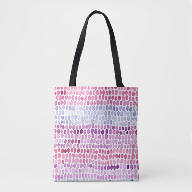 Wasserfarbe gestrichen: Rosa graue Polka Tasche (Vorderseite)