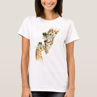 Wasserfarbe, Giraffe, Mama und Baby, Babydusche, n T-Shirt