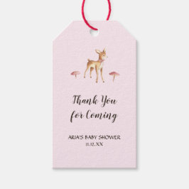 Wasserfarbe Girl Deer Mushrooms Babydusche Gefalle Geschenkanhänger