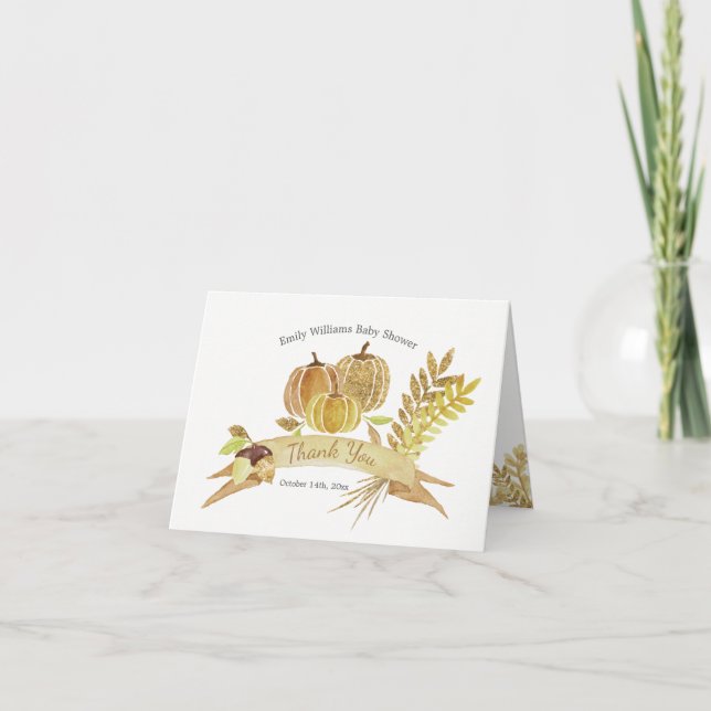 Wasserfarbe Glitzer Pumpkin Danke Karte (Vorderseite)