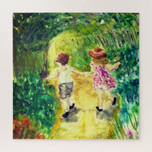 Wasserfarbe - Glück - Niedliches kleines Mädchen u