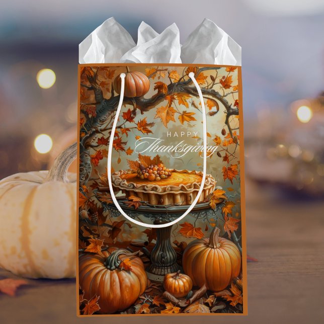 Wasserfarbe glücklich Erntedankend Pumpkin Pie Mittlere Geschenktüte (Von Creator hochgeladen)