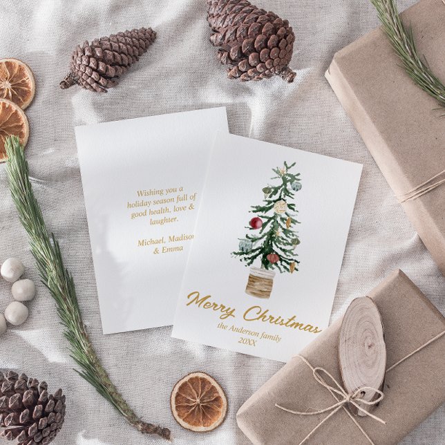 Wasserfarbe Gold Ornamente Bäume Frohe Weihnachten (Von Creator hochgeladen)