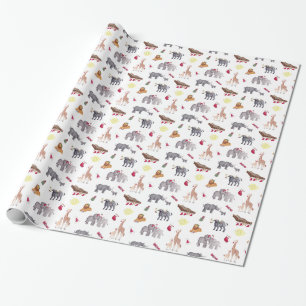 Wasserfarbe Große 5 südafrikanische Tiere Weihna Geschenkpapier