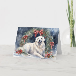 Wasserfarbe Große Pyrenäen Xmas Szene Karte