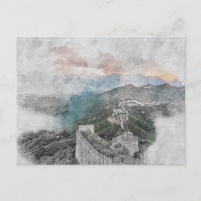 Wasserfarbe Große Wand an China Postkarte - Reise (Vorderseite)