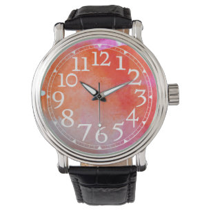 Wasserfarbe Große Zahl Armbanduhr