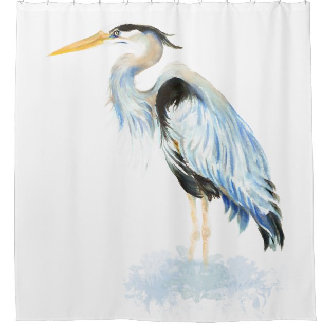 Wasserfarbe Großer Blaue Herde Bird Duschvorhang (Vorderseite)