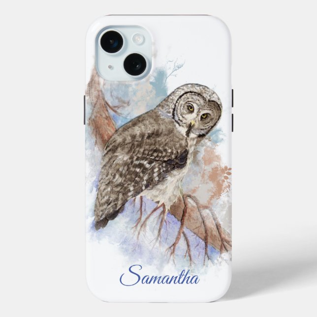 Wasserfarbe Großer Grauligenvogel mit Individuelle Case-Mate iPhone Hülle (Rückseite)