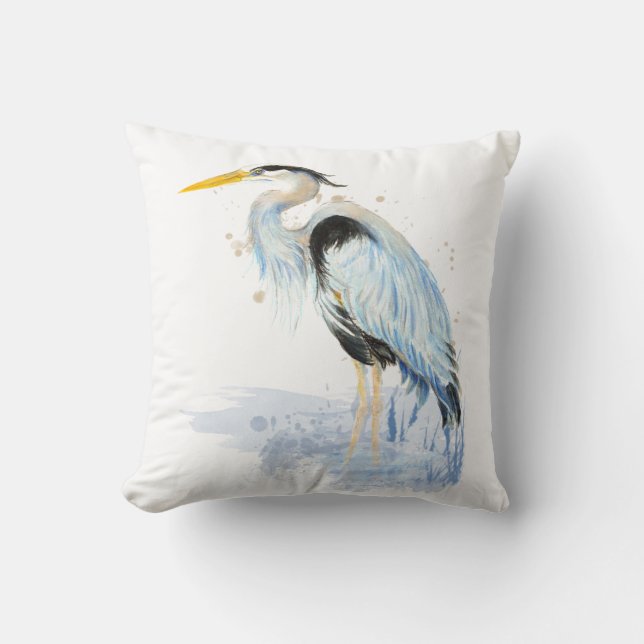Wasserfarbe Grosses Blaues Hirn Vogelwelt Kissen (Vorderseite)