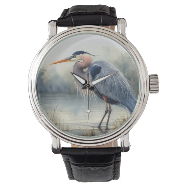 Wasserfarbe Grosses Blaues Meer Armbanduhr (Vorderseite)