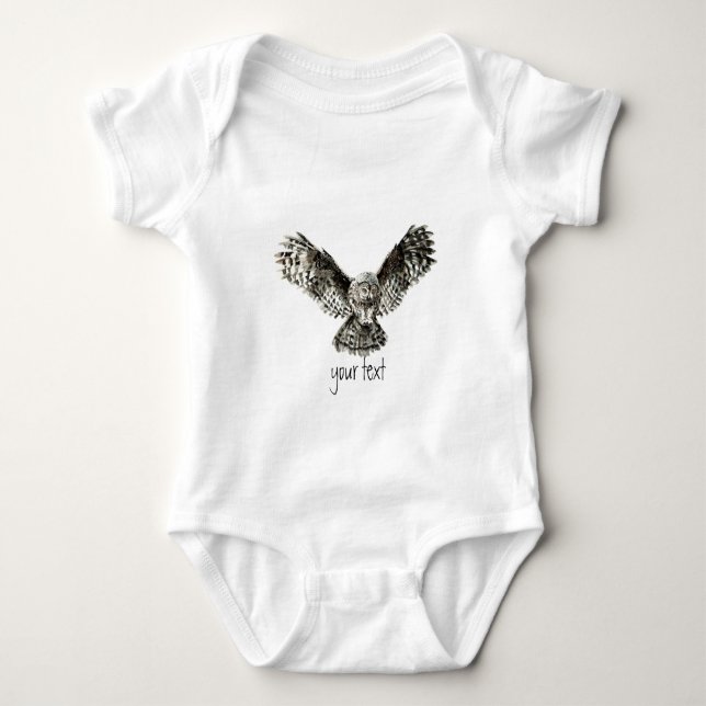 Wasserfarbe Großes graues Owl, Naturvogel Baby Strampler (Vorderseite)