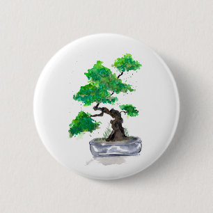 Wasserfarbe Grün-Bonsai-Taste Button