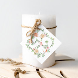 Wasserfarbe Grün und Rosen LOVE Valentinstag Geschenkanhänger