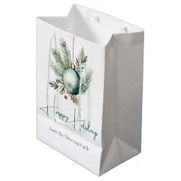 Wasserfarbe Grün Weihnachtsschmuck Happy Holidays Mittlere Geschenktüte