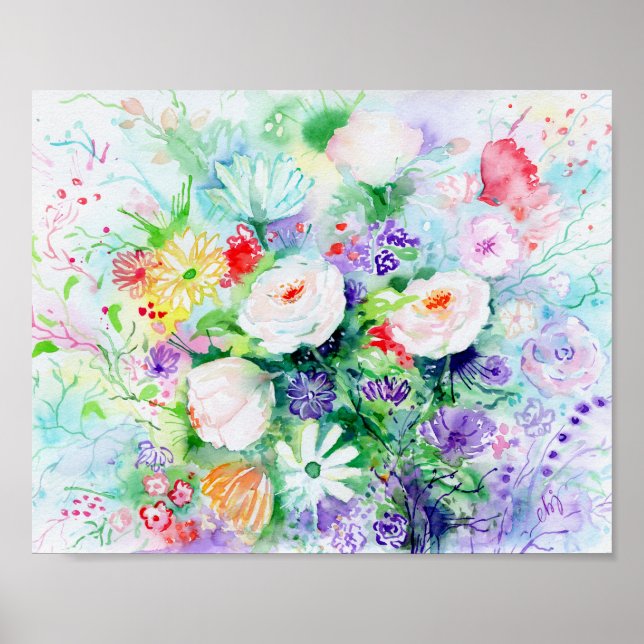 Wasserfarbe Gute Blume 8x10 Poster (Vorne)