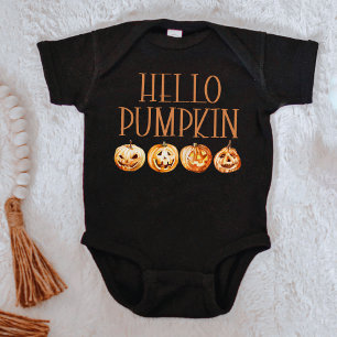Wasserfarbe Hallo Pumpkin Halloween Herbst Herbst Baby Strampler