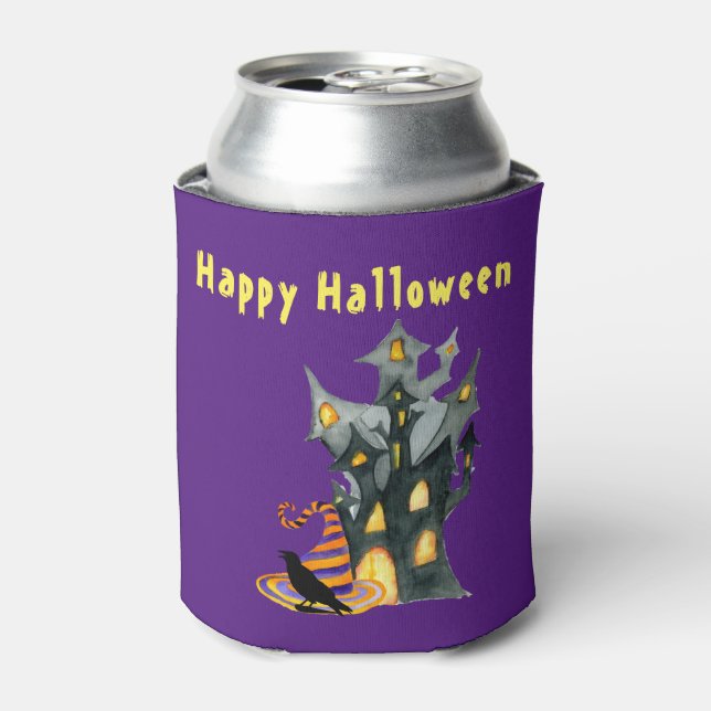Wasserfarbe Halloween House & Hat Dosenkühler (Kanne Vorderseite)