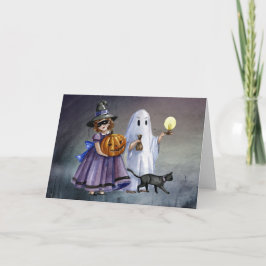 Wasserfarbe Halloween Kids Karte