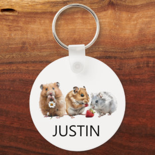 Wasserfarbe Hamster Haustier Liebhaber Monogramm Schlüsselanhänger