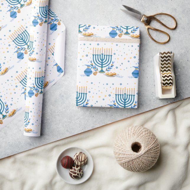 Wasserfarbe Hanukkka Holiday Geschenkpapier (Kunsthandwerk)