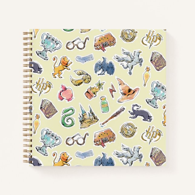 Wasserfarbe Harry Potter Icons Notizbuch (Vorderseite)
