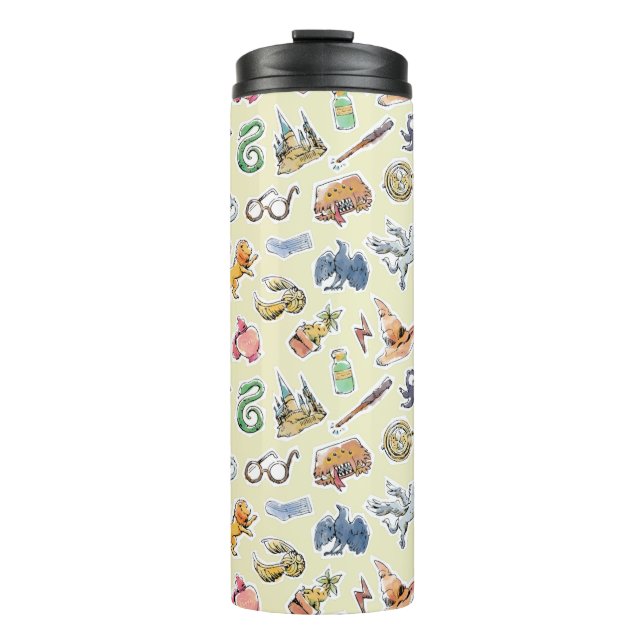 Wasserfarbe Harry Potter Icons Thermosbecher (Vorderseite)
