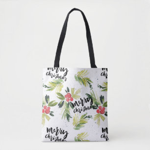 Wasserfarbe Heilig und Winter Grün Weihnachten Tasche