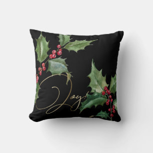 Wasserfarbe Heilige und rote Berries Farbe Kissen