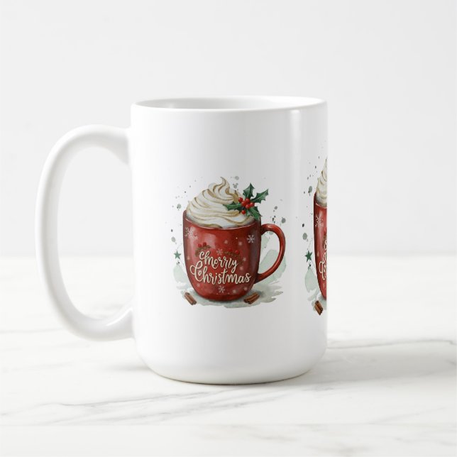 Wasserfarbe Heiße Schokolade mit Weihnachten Kaffeetasse (Links)