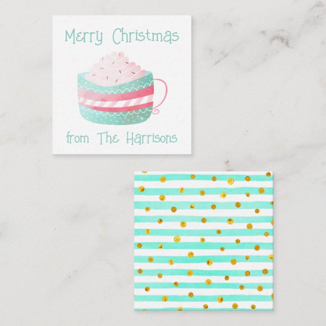 Wasserfarbe Heiße Schokolade Weihnachtsgeschenke U Mitteilungskarte (Vorne/Hinten)