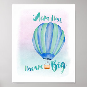 Wasserfarbe Heißluftballon Art 2 Blue-8"X10" Poster