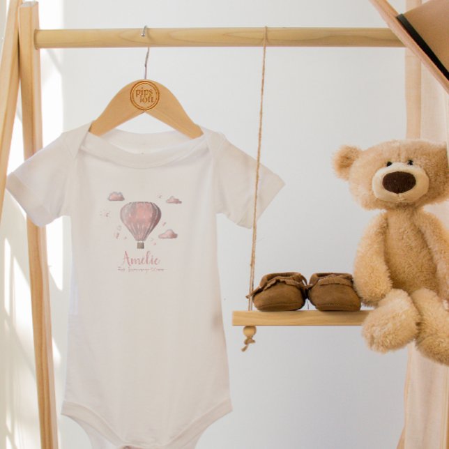 Wasserfarbe Heißluftballon Baby Girl Bodysuit Baby Strampler (Von Creator hochgeladen)