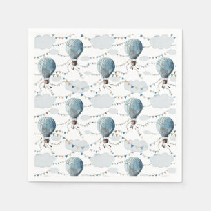 Wasserfarbe Heißluftballon Weiß // Kindergeburt Serviette