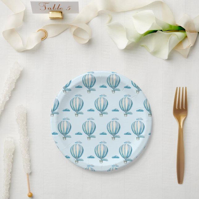 Wasserfarbe Heißluftballons Babydusche Pappteller (Hochzeit)