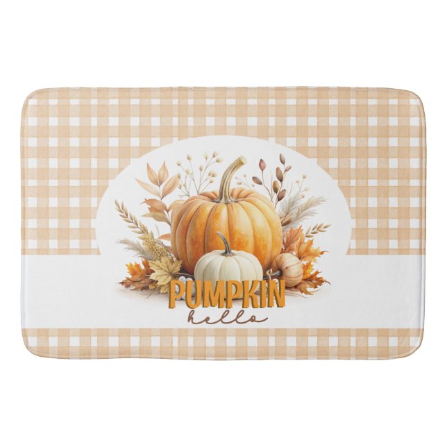 Wasserfarbe Hello Pumpkin, Happy Fall Y all, Herbs Badematte (Vorderseite)