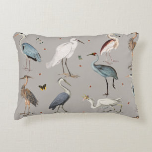 Wasserfarbe Heron Bird Egret Nattern Muster Dekokissen