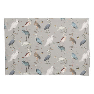 Wasserfarbe Heron Bird Egret Nattern Muster Kissenbezug